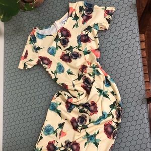 Unique Vintage Floral Yellow Midi Wiggle Dress